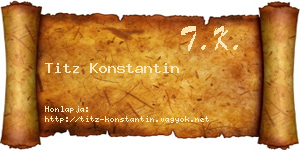 Titz Konstantin névjegykártya